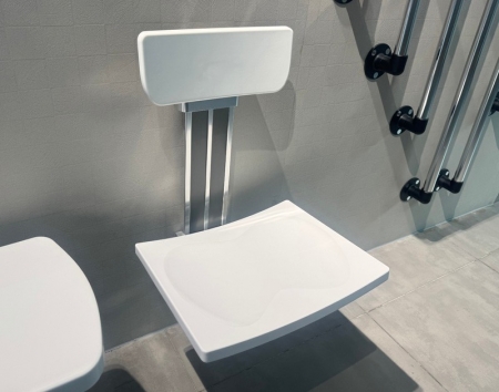 Adjustable shower seat with backrest