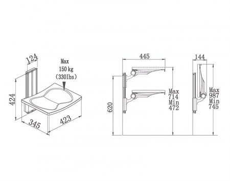 disabled shower seat height -adjustable