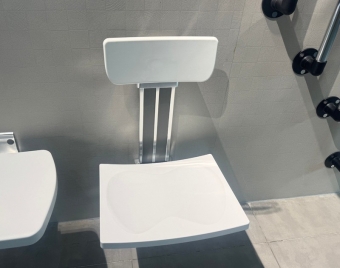 Adjustable shower seat with backrest