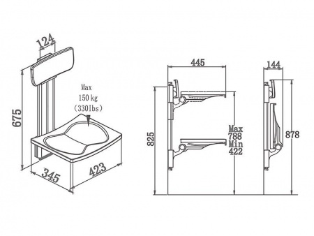 Adjustable shower seat with backrest