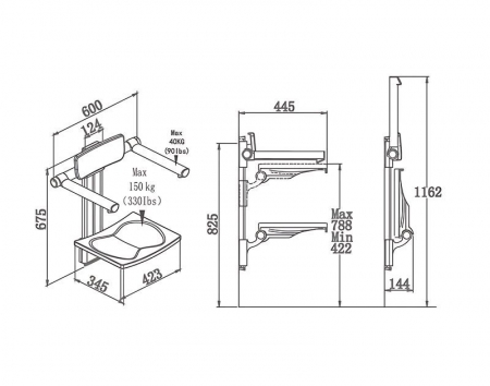 Shower Chair with arms and backrest